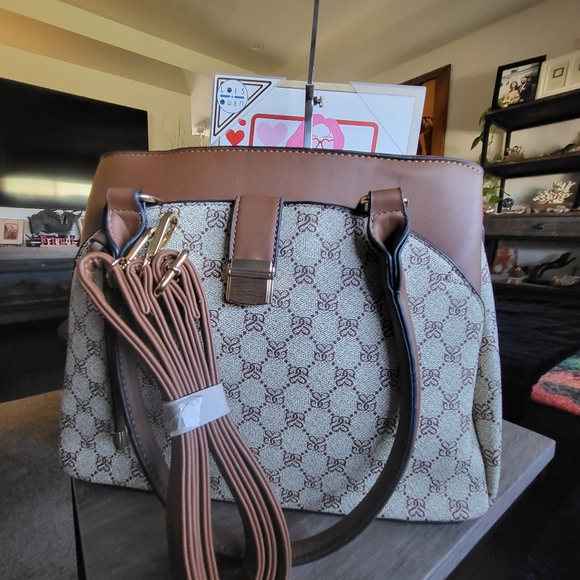 Brown and Cream Designer Tote Bag